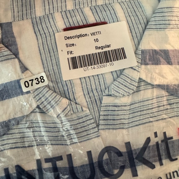 Untuckit Vietti Long Sleeve Button Down Shirt Blue & White - Picture 10 of 11